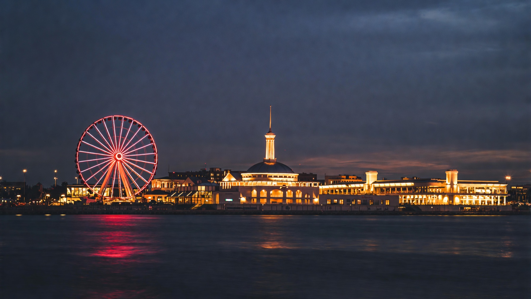 Navy Pier and Chicago lakefront, typical charter-boat boarding area