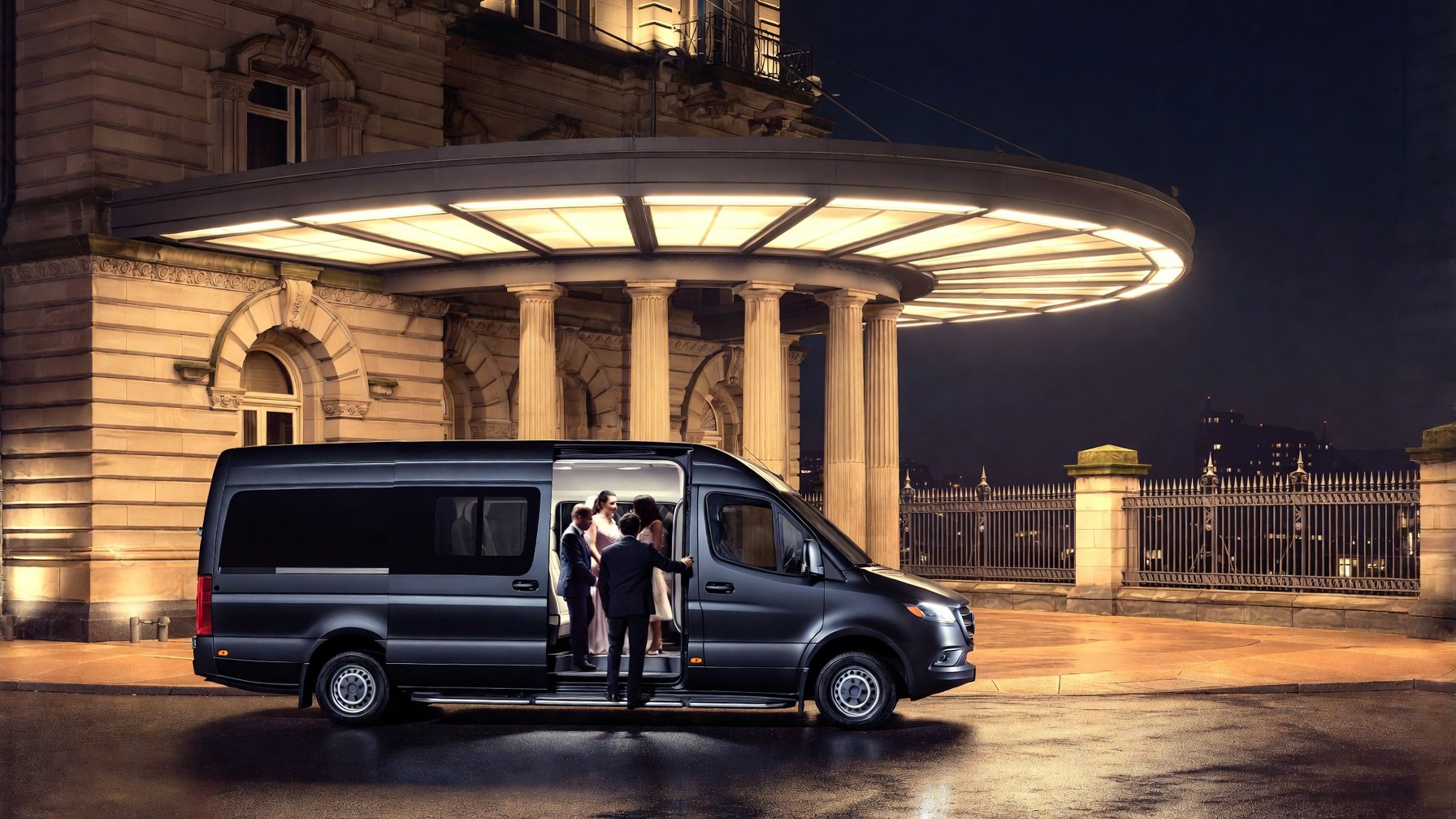 Wedding party and guest shuttles from Elmwood Park.
